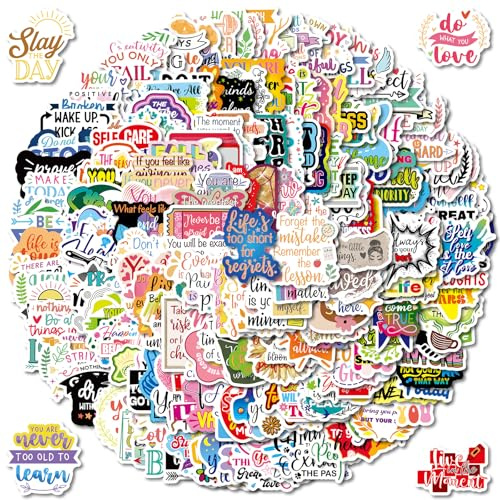 DiiWmme 200 Unique Motivational Stickers for Adults, Teens Waterproof Inspirational Vinyl Decals for Water Bottles, Laptop, Vision Board, Journals