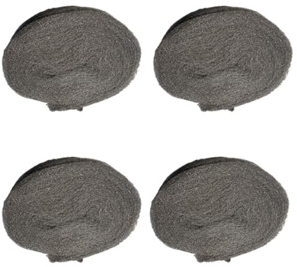 (4 Pack) Civrowii 0000 Steel Wool Pads for Mice Control, Gap Blocker, Barrier, Glass Fine, Wood Filler Fine Steel Wool 0000 for Polishing (4)