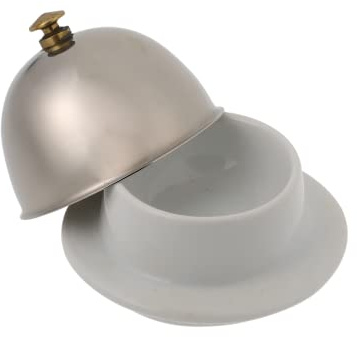 COLLBATH Mantequera y Plato Para Salsa De Cerámica Pequeña Con Tapa Extraíble De Acero Inoxidable, Recipiente Versátil Para Condimentos, Uso Cocina y Servicio