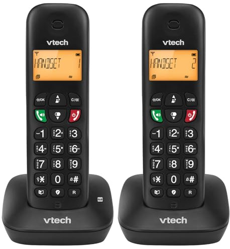 Téléphone sans Fil VTech DECT, 2 combinés, répondeur intégré, Blocage d’appels, Identification/Attente d’Appel, répertoire, Fonction conférence, rétroéclairé, Rappel, Mains Libres | CS951