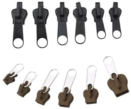 Rainway 12 pezzi con chiusura lampo, set di riparazione con chiusura lampo, set di riparazione con cerniera rimovibile, per vestiti, zaino, bagagli, sacco a pelo