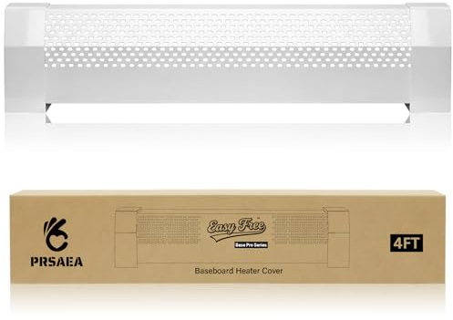 PRSAEA Original 4FT Baseboard Heater Covers with End Caps, Easy Free Base Pro Series Galvanized Steel Slip-On Baseboard Radiator Covers Replacement for Hydronic Hot-Water Systems