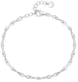 Epinki 14 Karat 585 Weißgold Armband Damen, Unendlichkeit Armreifen Frau, Armreif 14K Gold Echtgold Schmuck, 17+5CM