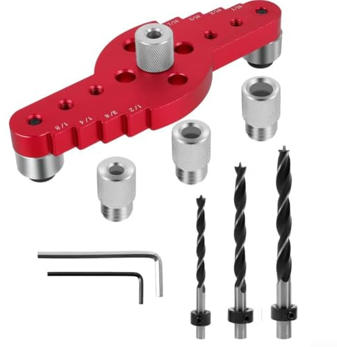 Dowel Jig, posizionatore due in uno per la lavorazione del legno per giunti di tassello, localizzatore di fori centrali per foratura del legno (12 pezzi)