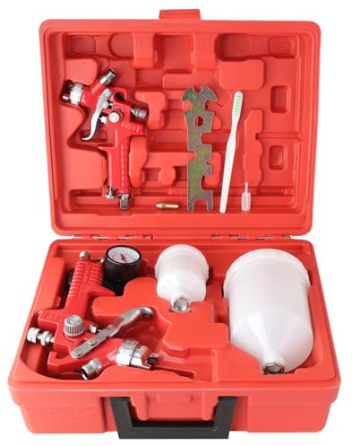 HVLP Lackierpistole Set 2er – Auto Spritzpistole mit 0,8 mm & 1,4 mm Düsen, 125 ml & 600 ml Farbbecher, Farbsprühpistole für Autolack, Möbel, DIY Lackieren