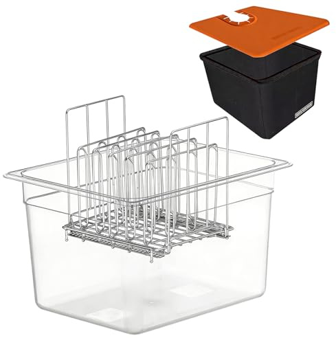 Sous Vide Container 12 L, Sous Vide Container with Lid and Rack for Sous Vide Stick Cooker, Multifunctional Transparent Container Suitable for Fish Meat and Vegetables (Set)