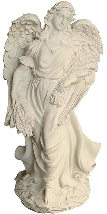 Relaxdays Ange funéraire XXL, Pierre Artificielle, résistant aux intempéries, au Gel et aux UV, H x l x P : 46,5 x 23 x 14 cm, décoration funéraire, crème