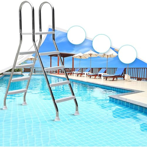 BOTOWI 33/43/52/62 in High Above Ground Swimming Pool Ladder, Stainless Steel Safety Heavy Duty Ladder,2/3/4/5 Steps Ladder with Non-Slip Platform Steps,Max Load Capacity 500 Lb,52in