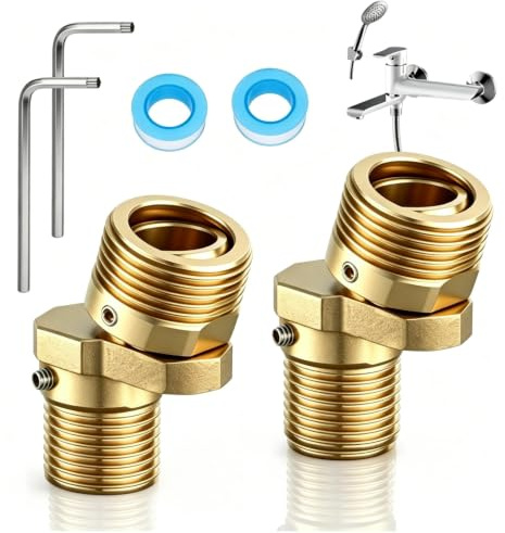 2 Unidades de Excentricas Grifo Ducha Ajustable S Adaptador Grifo Ducha | 1/2 Pulgada a 3/4 Adaptador De Baño Flexible 360 Grados Griferia Ducha Compatible Con Grifo de Ducha Cocina y Lavabo