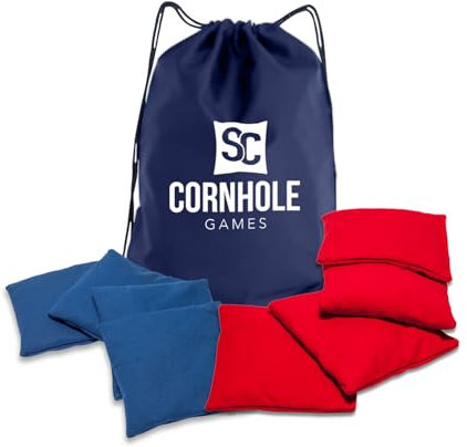 SC Cornhole Beutel, wetterfest, 8 Stück, Rot/Königsblau