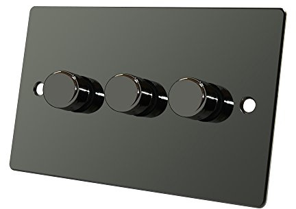 Flat Plate Black Nickel 3 Gang Dimmer 400W - 10 Amp Triple 3-Gang 2 Way 400W Light Dimmer Switch