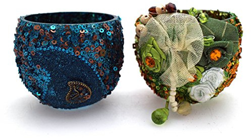 8 Gläser Windlicht Teelicht Glas Kerzenhalter Kerzenglas Windlichtglas Teelichtglas Dekoration Licht Bunt Pailletten Set/8 - Gall & Zick