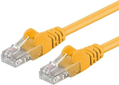 PremiumCord Network cable, Ethernet, LAN & patch cable, Cat6, UTP, fast flexible and robust RJ45 cable, 1 Gbit/S, AWG 26/7, copper cable, 100% cu, yellow, 1.5 m