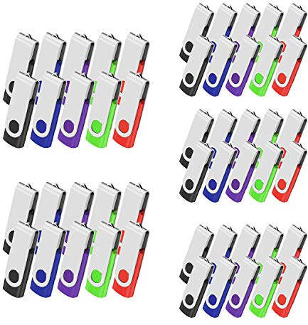 AreTop Clé USB 8GB Lot de 50, Rotation USB 2.0, 5 Couleurs | Rotation 360° protège le connecteur, USB 2.0 Plug-and-Play, compatible PC/ordinateur portable/tablette/voiture/TV