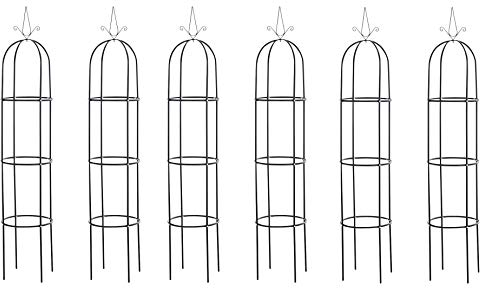 CLP Rosensäule Romantika V2 aus Metall | Witterungsbeständige freistehende Ranksäule | Durchmesser: 38 cm | Höhe: 190 cm, Farbe:schwarz, Größe:6er Set