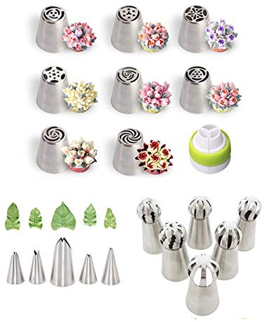 20 PCS Russian Piping Set Icing Piping Nozzles Ball DIY Baking Tools Airbrush Kit for Cake Decorating,Cookies Dessert