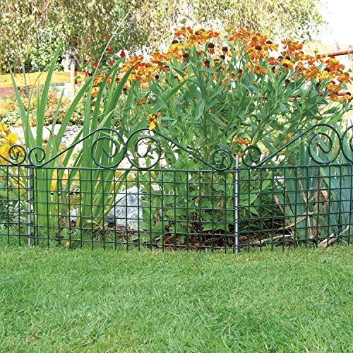 bellissa Rabattenzaun Ambiente Verzierung - 7517 - Dekorativer Zierzaun für Abgrenzungen im Garten - 76 x 44 cm - grün - 5er Set