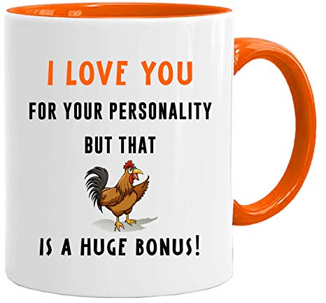 Tasse mit Spruch lustig 'I love you for your personality' Liebestassen Valentin Geschenk für Sie Ihn verliebte Paare Rot mit Geschenkbox