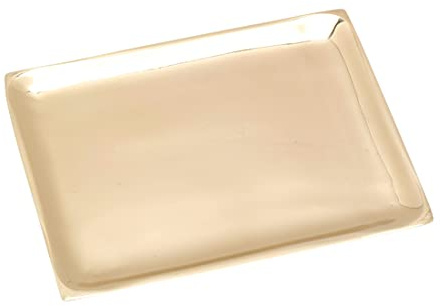 NKlaus Assiette à Bougie rectangulaire 10x7cm Brillant Laiton doré Plateau Moderne Soucoupe Déco 10534