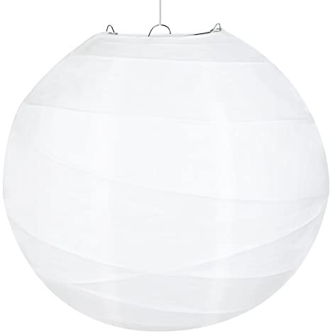 LIHAO Lampion Lantern Abat Jour Papier, Suspension Boule Papier Luminaire Chinoise pour Mariage Fête, Diamètre 30 cm, Blanc(1pc)