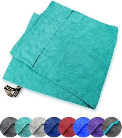 PEAQUE Fitness-Handtuch mit Umschlag aus Mikrofaser - Türkis, 120x50cm | Fitnesshandtuch mit Frottee-Struktur für Sport und Gym, Sporthandtuch Fitnessstudio - Schnelltrocknend, Saugstark, Leicht