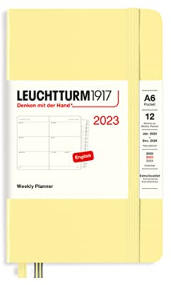 LEUCHTTURM1917 365953 Wochenkalender Pocket (A6) 2023, 12 Monate, Vanilla, Englisch