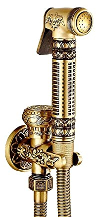 WANWEN Wasserhähne, Wasserhahn-WC-Hand-Bidet-Sprühset mit Messing-Absperrventil im europäischen Stil, alle Bronze-Sprühpistole, Bidet-Mopp, Pool-Toilettenspüler Little Surprise