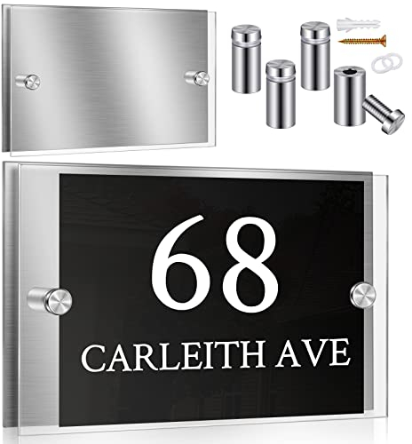 Qunclay Juego de 2 placas acrílicas para pared de oficina de 19 x 13 cm, soporte para placa de identificación de pared de acrílico para puerta de oficina con tornillos espaciadores de acero inoxidable
