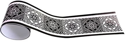 Guest Ruyunlai Bordure de papier peint Noir et blanc YXT005 Décoration murale amovible Frise Murale Autocollant Papier Peint Autocollant imperméable en PVC Plinthe Autocollant 10cm X 200cm *2 Pcs