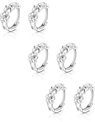 LuLiyLdJ Silberne Creolen Damenohrringe, 3 Paar, 13mm Hypoallergene Kleine Zum Schlafen