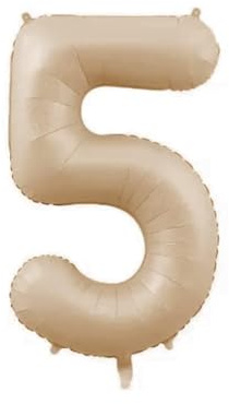 Zahlen Luftballon Karamell Beige, 100cm Groß Creme Weiß Folienballon Zahl, 40 Zoll Zahlenballon Helium Ballon, Luftballon 0-9. für Jahre Mädchen Babyparty Geburtstagsdeko Jubiläum (Karamell,5)