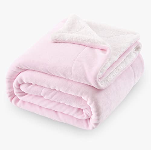 SOCHOW Couverture Double Face en Sherpa, Plaid Épais et Ultra Doux pour Canapé et Salon, 150 x 200 cm, Rose Clair