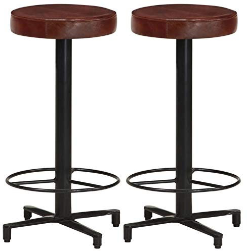 ANGYANG Barhocker 2 STK Barstuhl, Bar Chair, Bar Hochstuhl, Barstool, Thekenstuhl, Küchenhocker, Tresenhocker, Bistrohocker, 66 cm Echtleder