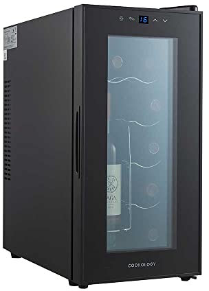 Cookology CWTE10BK 10 Bottle Thermo Electric Wine Cooler and Chiller for Counter Top, Digital Temperature Control, Less Noise and No Vibration – Black
