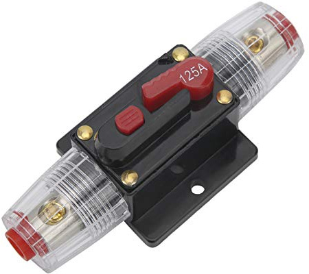 Automatiksicherungshalter Sicherungshalter,12-24V 125A Stereo Audio Leistungsschalter Selbst Wiederherstellung Sicherung Inline Halter für Auto Boot