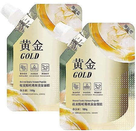 Retinol Snake Venom Gold Mask, Retinol Schlangengift Peptid Goldmaske, Gold Collagen Peel off Gesichtsmaske, Rejuvenating Gold Peel Off Mask, Anti-Aging Gold Maske, Straffendes Gesichtsmaske (2PCS)