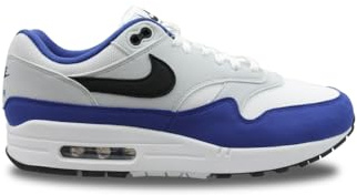 NIKE Mens Air Max 1 Sneaker, White Black Deep Royal Blue, 9.5 UK