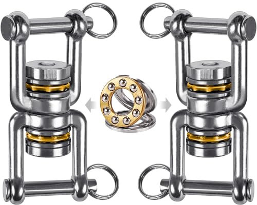 BeneLabel 2 Pezzi Doppio Anello di Sospensione Amaca Gancio di Sospensione, Drehwirbel HäNgesessel, Girevole in Acciaio Inox, per Interni All'Aperto Parco Giochi Sedia Yoga Corda Punching Bag Sandbag