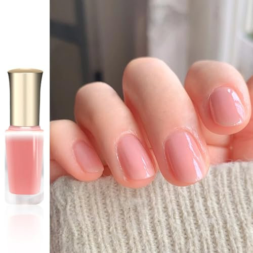 Nude Pink Nail Polish, Jelly Pink Nail Varnish, Chip Resistant & Water Based Translucent Gel Polish, Quick Dry Nail Polish for Manicure DIY at Home, Highly Pigmented Clear Gel Nail