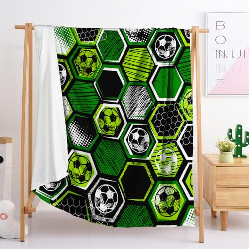 Manta Fútbol Verde Cubre Sofa Mantas para Cama De Franela,Cobijas De Invierno Extra Suave,Manta Polar,Mantas para Sofa,Plaid Sofa（130X150Cm）