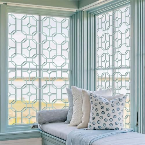 Fensterfolie Chinesischer Stil Grün Milchglasfolie Fensterfolie Milchglas Selbstklebend Fensterfolie Sichtschutz Blickdicht Fenster Sichtschutzfolie Folie für Fenster Fensterfolie Bad 82x250cm