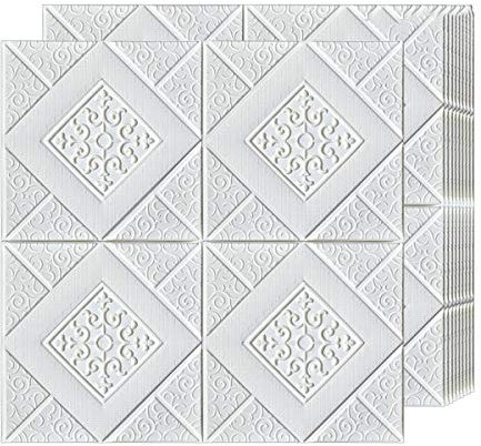 Autocollants muraux Auto-adhésifs en Mousse PE insonorisée à Motif de Brique Blanche,pour Salon et Chambre à Coucher,Blanc
