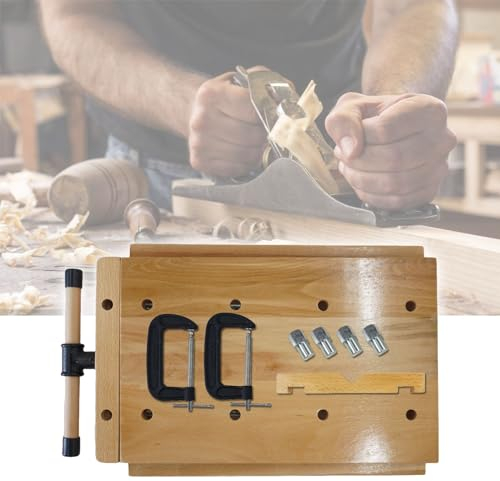 WORDFUN Tragbare Hobelbank, Schraubstock, Werktisch Aus Buchenholz, Einstellbar Hartholz Werkbank, Tragbare Werkbank, Holzwerkbank, Maximale Feste Größe 570mm, Für Haus Und Holzwerkstatt