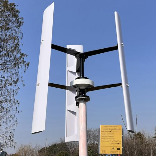 ZHOZHUT 2000W / 3000W Windkraftanlage Vertikaler Windturbine 12V / 24V / 48V Permanent Maglev Generator Windräder Mit MPPT-Regler Robustes Gehäuse Aus Aluminiumlegierung Für Außeneinsatz,2000w,24V