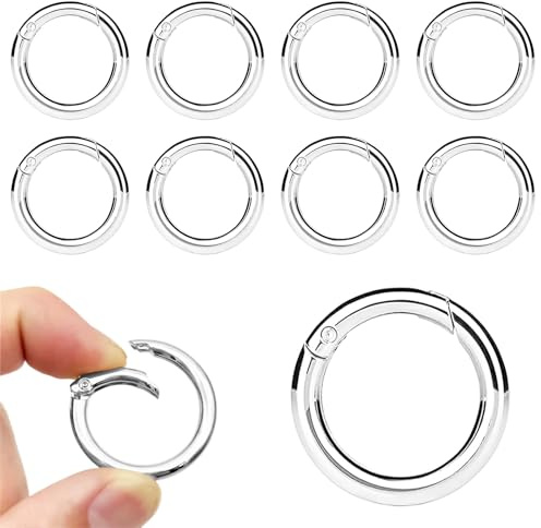 GESDYO 10 Stück O-Ring Round Carabiner 39 mm Ring Carabiner Spring Key Ring O-Ring Zinc Alloy Carabiner Spring Split Rings Key Ring for Crafts, DIY Bag Rings Craft Making, Bag Accessories