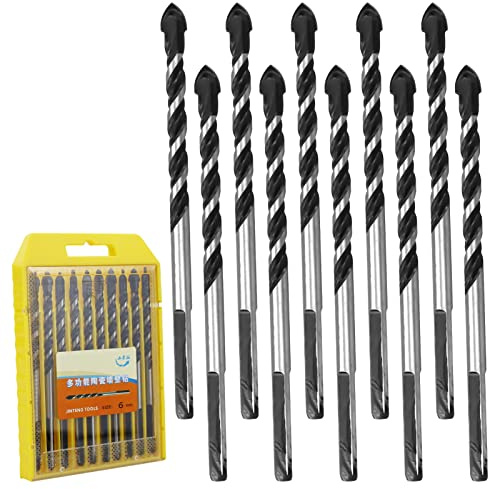 10 PCS Tile Drill Bits Multi-Purpose Drill Bit Set Masonry Drill Bits, Suitable For Tiles, Marble, Stone, Mild Steel, Bricks, Glass, Etc