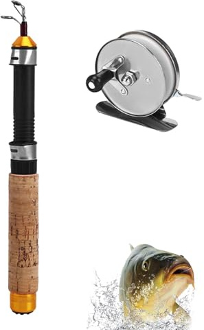 Uozonit Ensemble canne à pêche sur glace et moulinet – Moulinets de pêche sur glace, outils de pêche pour homme, équipement de pêche portable, moulinet ultra lisse, équipement de pêche sur glace léger