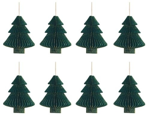 Joaecosmhui Waben-Weihnachtsbaum Origami, Weihnachtsdekoration, 3D Papier Weihnachtsdeko, Faltbare DIY Weihnachtsbaum Tischdeko - Grüne Weihnachtsbaumanhänger (Set aus 8 Stück - A)