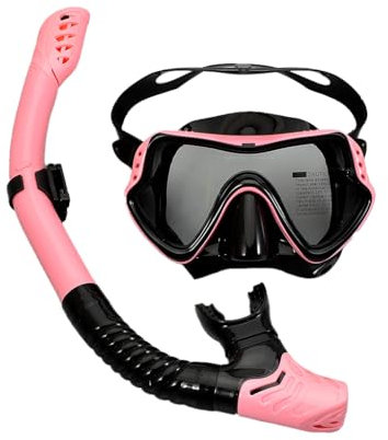 Gafas de buceo portátiles extraíbles profesionales para hombre y mujer, con hebilla, gafas de buceo con tubo de respiración, color rosa