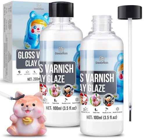 Air Dry Clay Glaze - 7oz/200ml Clay Varnish, Polymer Clay Glaze, High Gloss Clay Sculpture Sealant for Air Dry Clay Pottery - Waterproof Scratch Resistant Gloss Varnish Clay Glaze for Ceramics